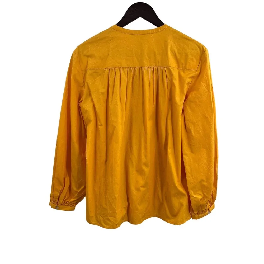 Derek Lam 10 Crosby Gathered Pintucked Cotton Poplin Blouse Orange Size 6 New - Image 6