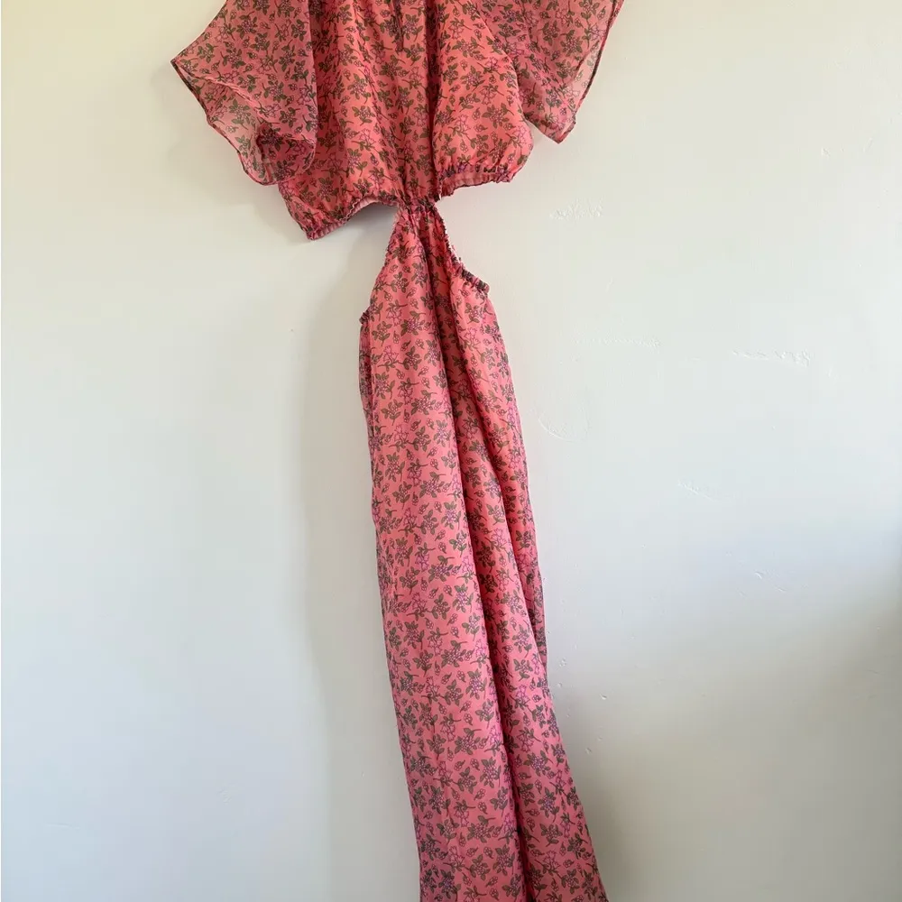Lost + Wander Venus Rising Coral Floral Maxi Dress luxury short sleeve size L - Image 6