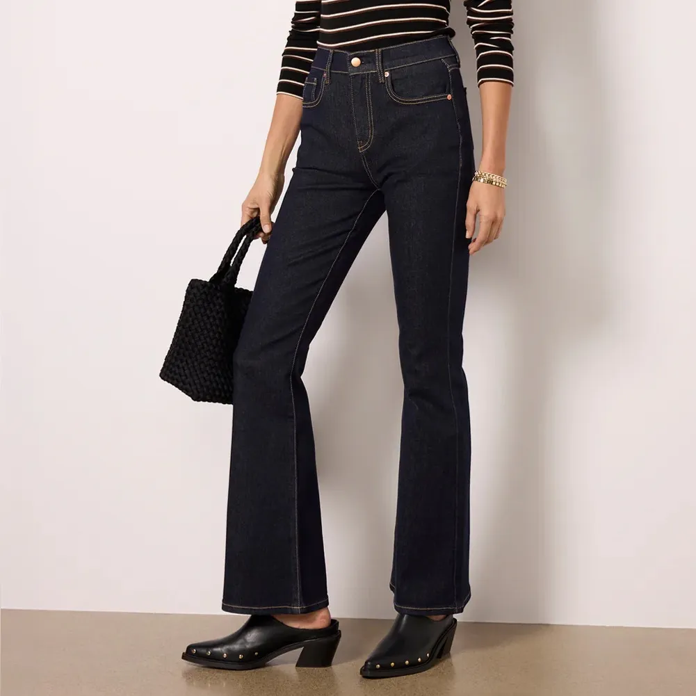 NWT Evereve High Rise Ever Flare Stay Indigo Dark Wash - Image 3