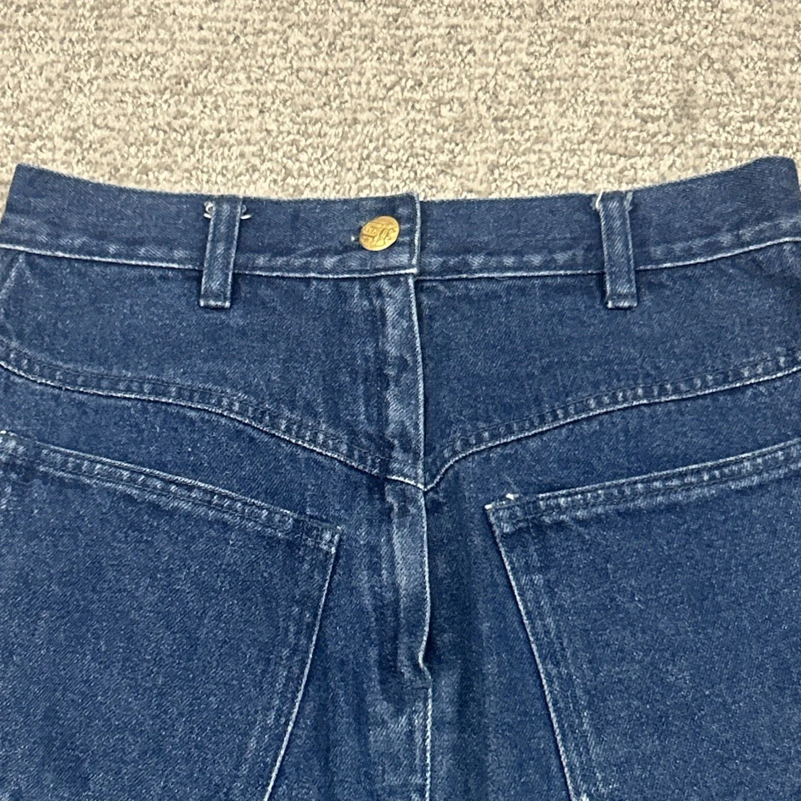 Vintage Escada Sport Denim Skirt Womens 36 Small Logo Blue Cotton Pockets - Image 5