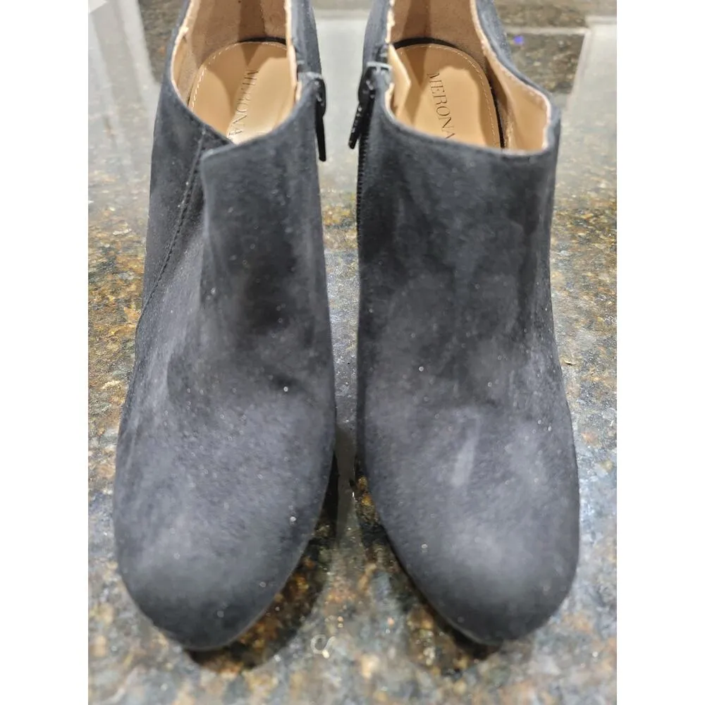 Merona Ankle Stiletto Heel Bootie Women's Size 8 Black Suede Leather Side Zipper - Image 6