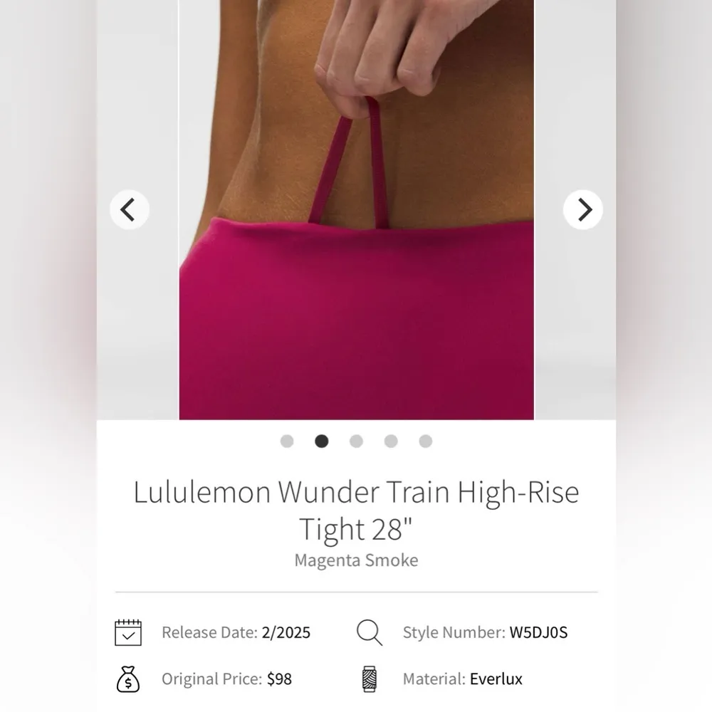 Lululemon NWT Wunder Train High Rise Tights 28” Leggings Magenta Smoke Size 8 - Image 5