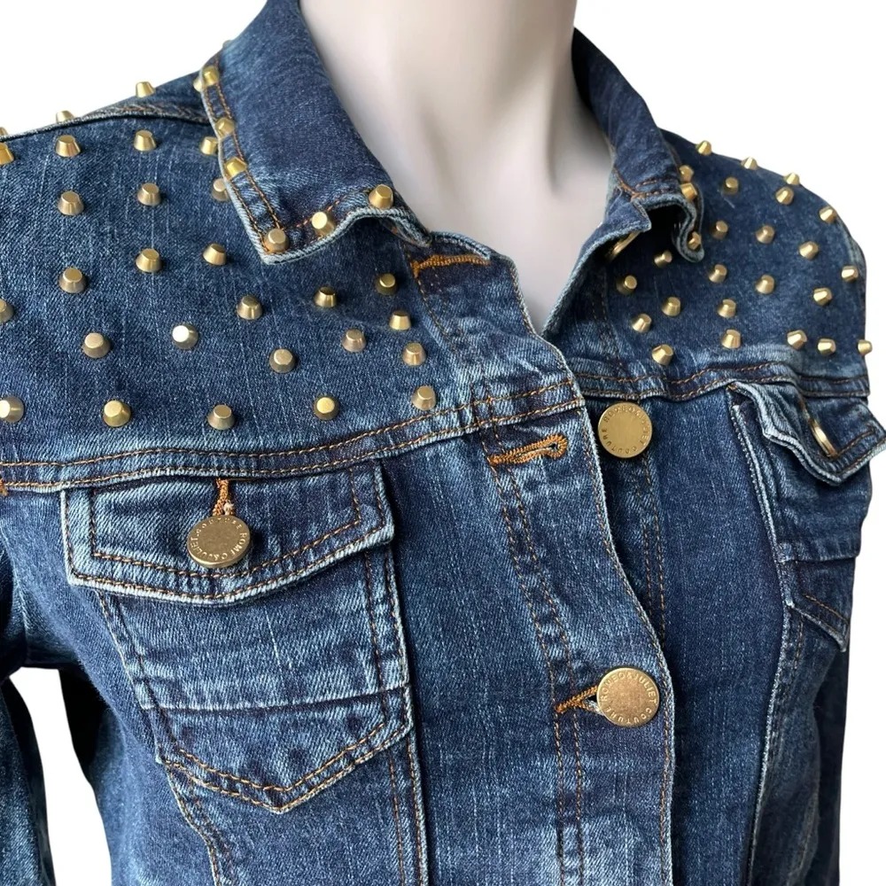 Romeo & Juliet Studded Cropped Denim Jacket, Sz M - Image 10