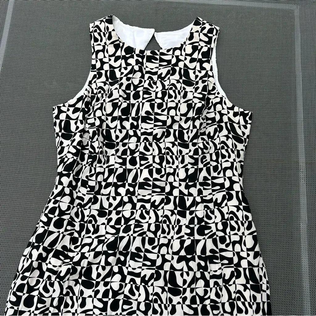 Vintage Maggie London‎ silk retro dress size 14 black white classy work quirky - Image 5