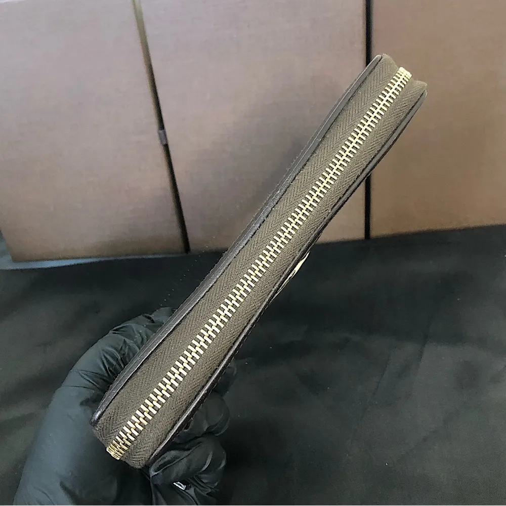 Gucci GG Web Canvas Interlinked G’s Soho Brown Leather Trim Continental Wallet - Image 6