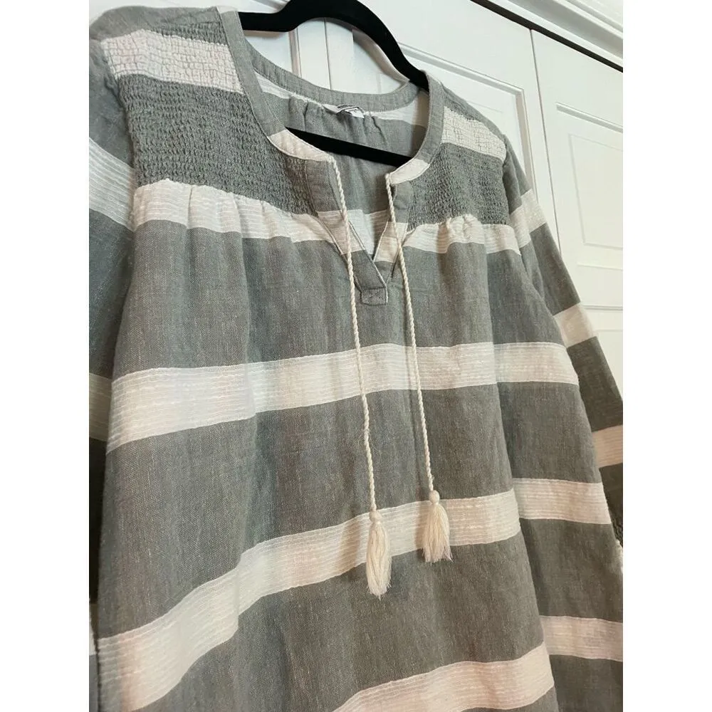 Sonoma linen blend striped peasant top size large - Image 4