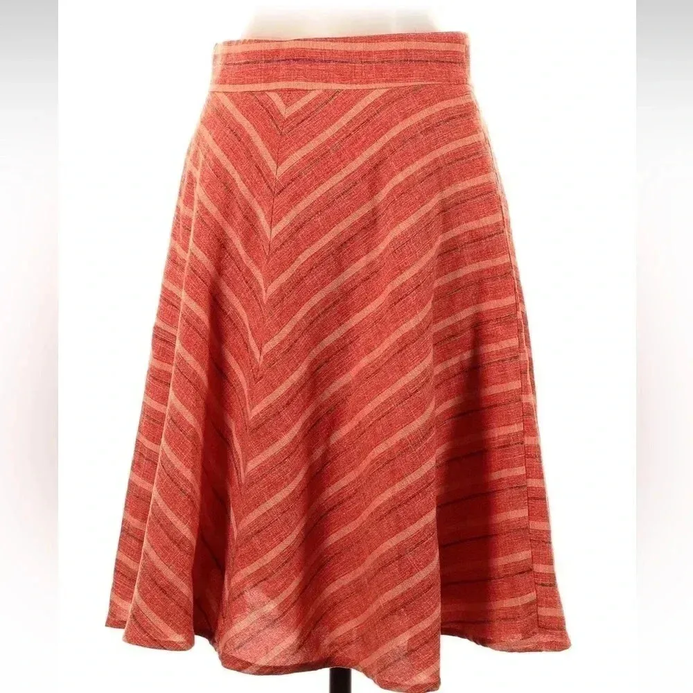 Anthropologie Harlyn Lark Skirt A-Line Chevron Print Orange Peach Size Small S - Image 4