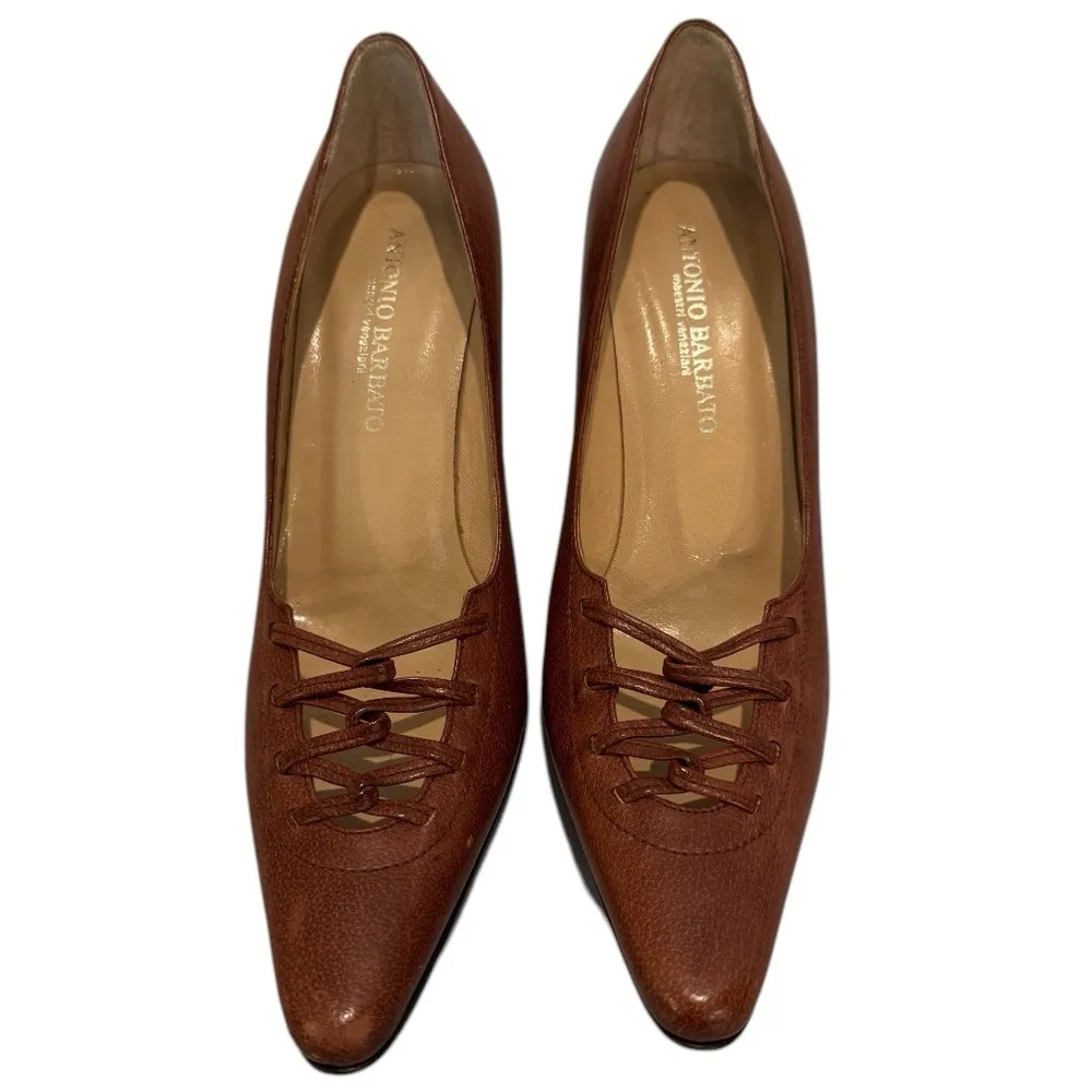 Vintage Antonio Barbato Brown Italian Leather Pointed - Image 2