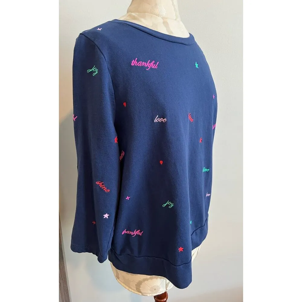 Lilly Pulitzer Rami Embroidered Navy Sweatshirt Large - Image 2