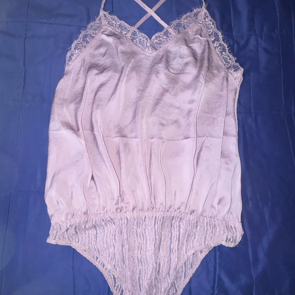 Glam Purple Lace Trim Chemise - Image 4