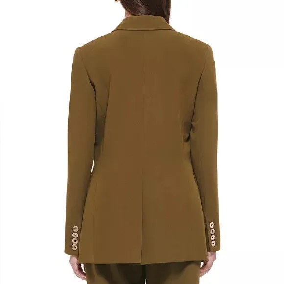 NWOT Tommy Hilfiger Women's Double Breasted Blazer Green Gold Button - Image 2