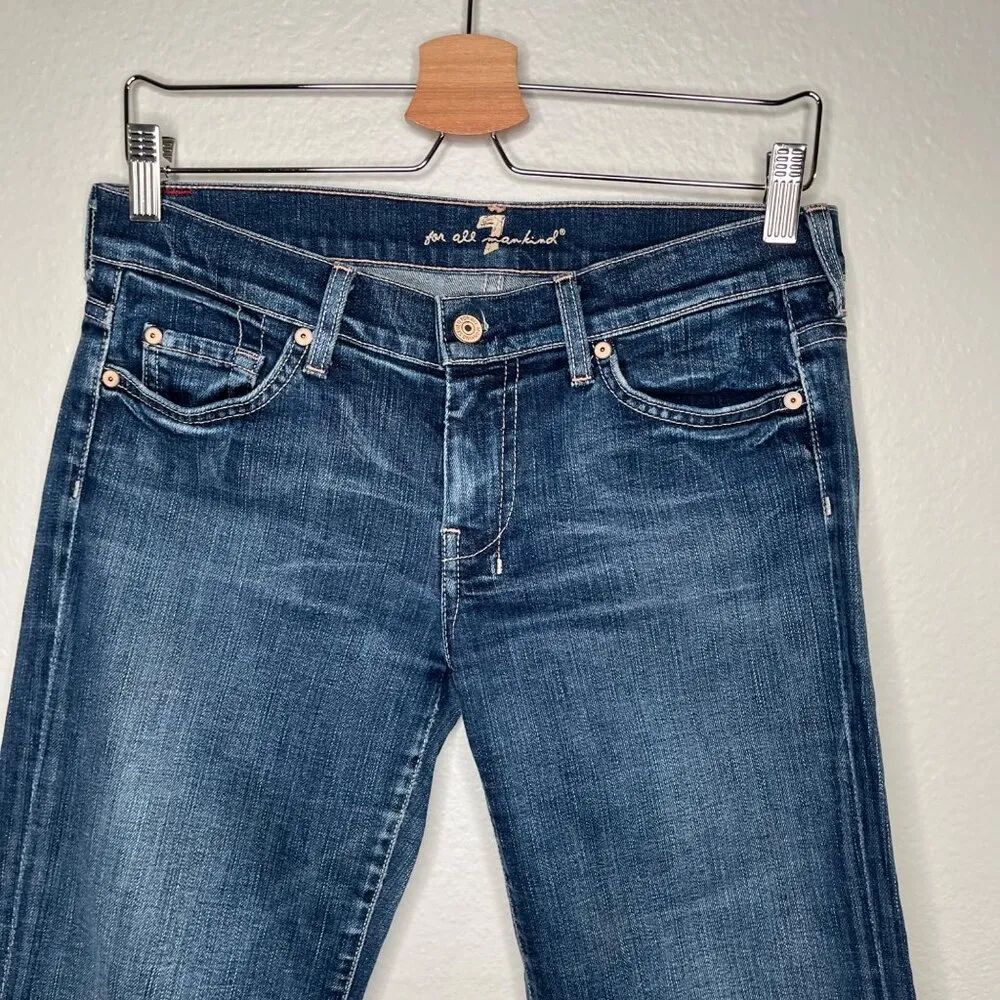 7 For All Mankind Dojo Crop Mid Rise Blue Denim  Jeans Size 29 - Image 6