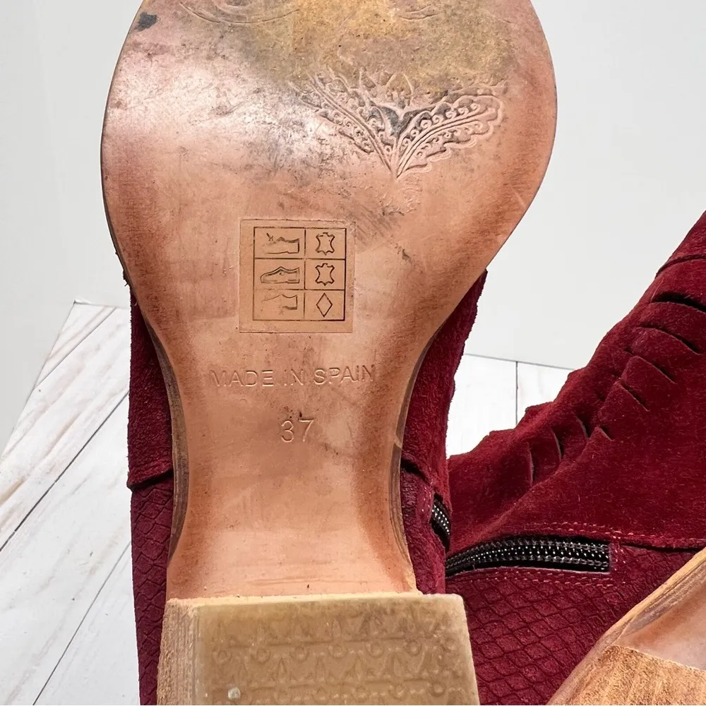 Free People Loveland Suede Ankle Boots in Red Size 37 - Image 10