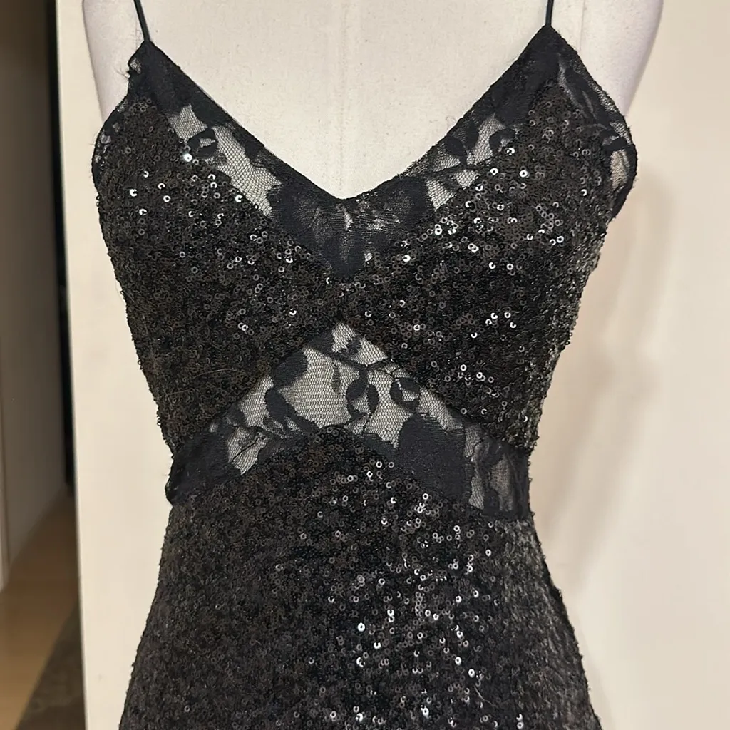 sequin lace mini dress vintage early 2000 Black - Image 2