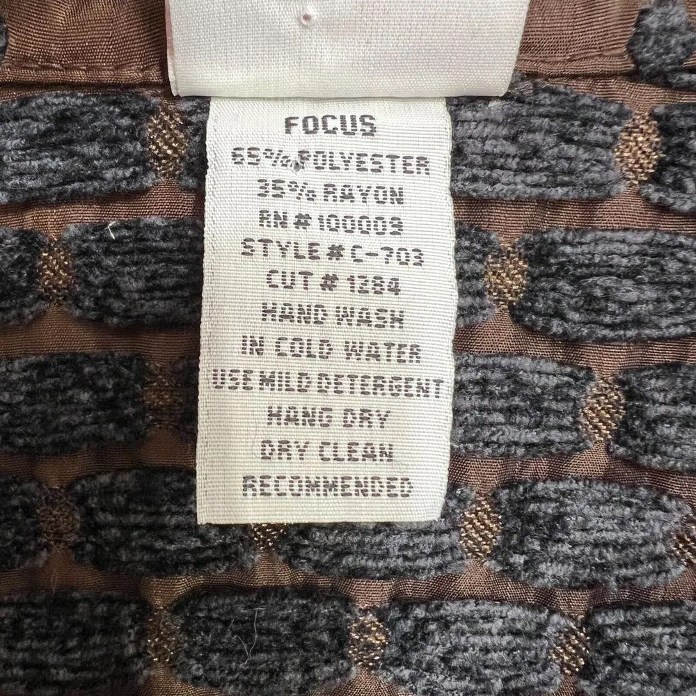 Focus Quilted Tec Grilled Pattern Puffy Blazer‎ Womens Large Brown Shell Buttons - Image 4