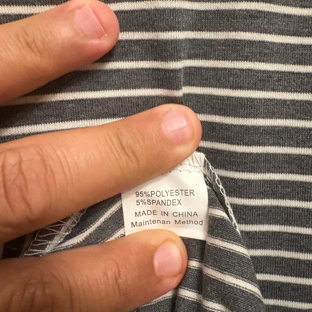 MEROKEETY Elegant Gray and White T-Shirt Striped Midi Dress,Size XL,NWT - Image 11