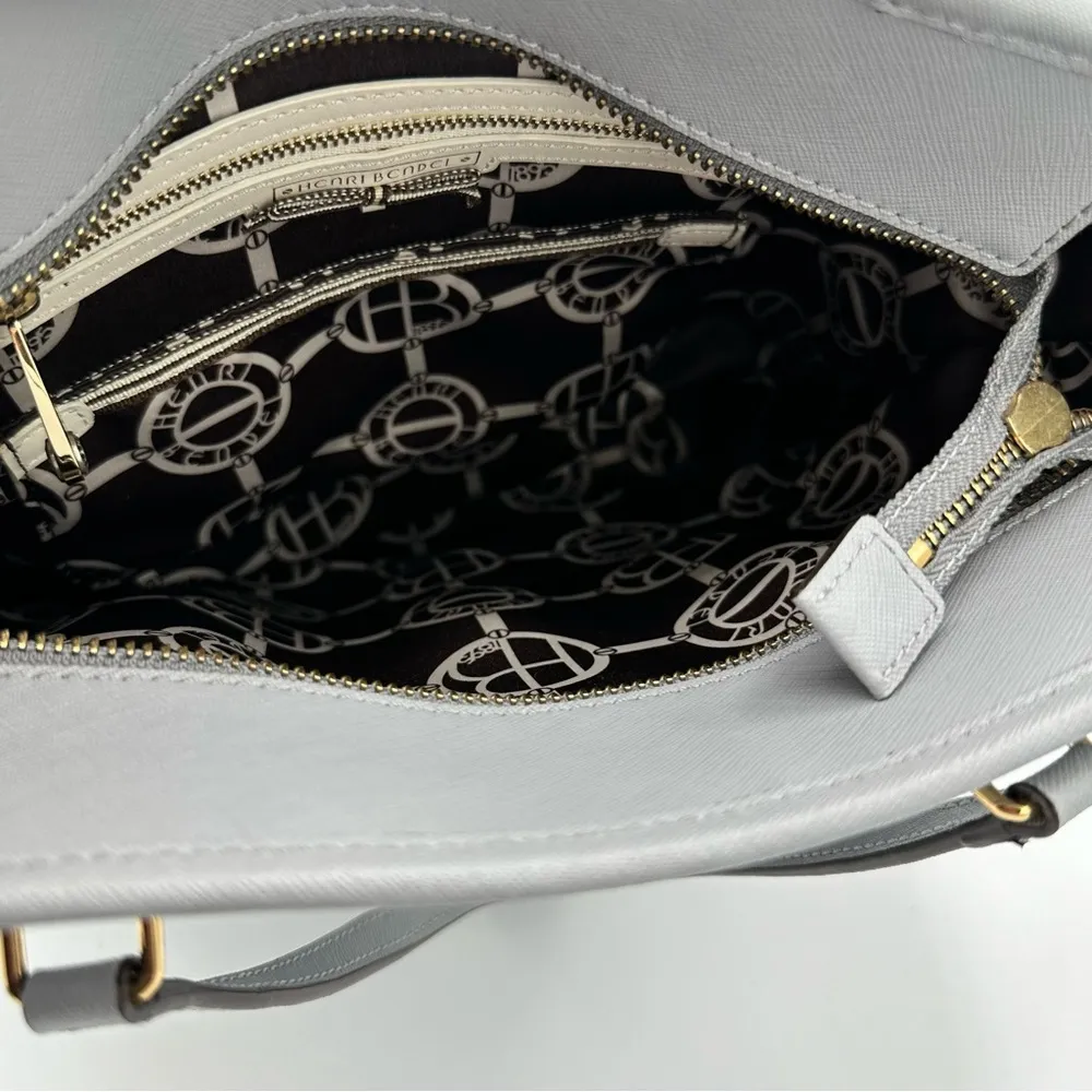 Henri Bendel West 57th Small Crossbody Tote Light Pale Blue Leather Hand Strap - Image 10