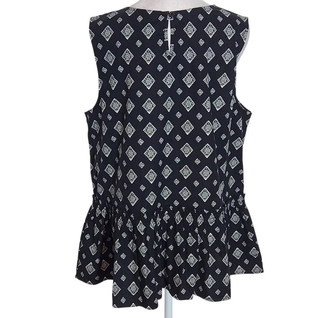 Time and Tru Black and White Print Sleeveless Blouse NWT Size Large 12 - Image 2