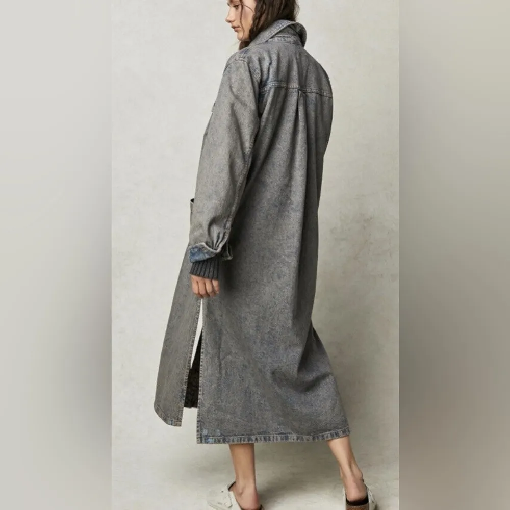 🆕 FREE PEOPLE | ANNA LOU DENIM DUSTER MAXI LONGLINE JEAN JACKET | SIZE: M - Image 3