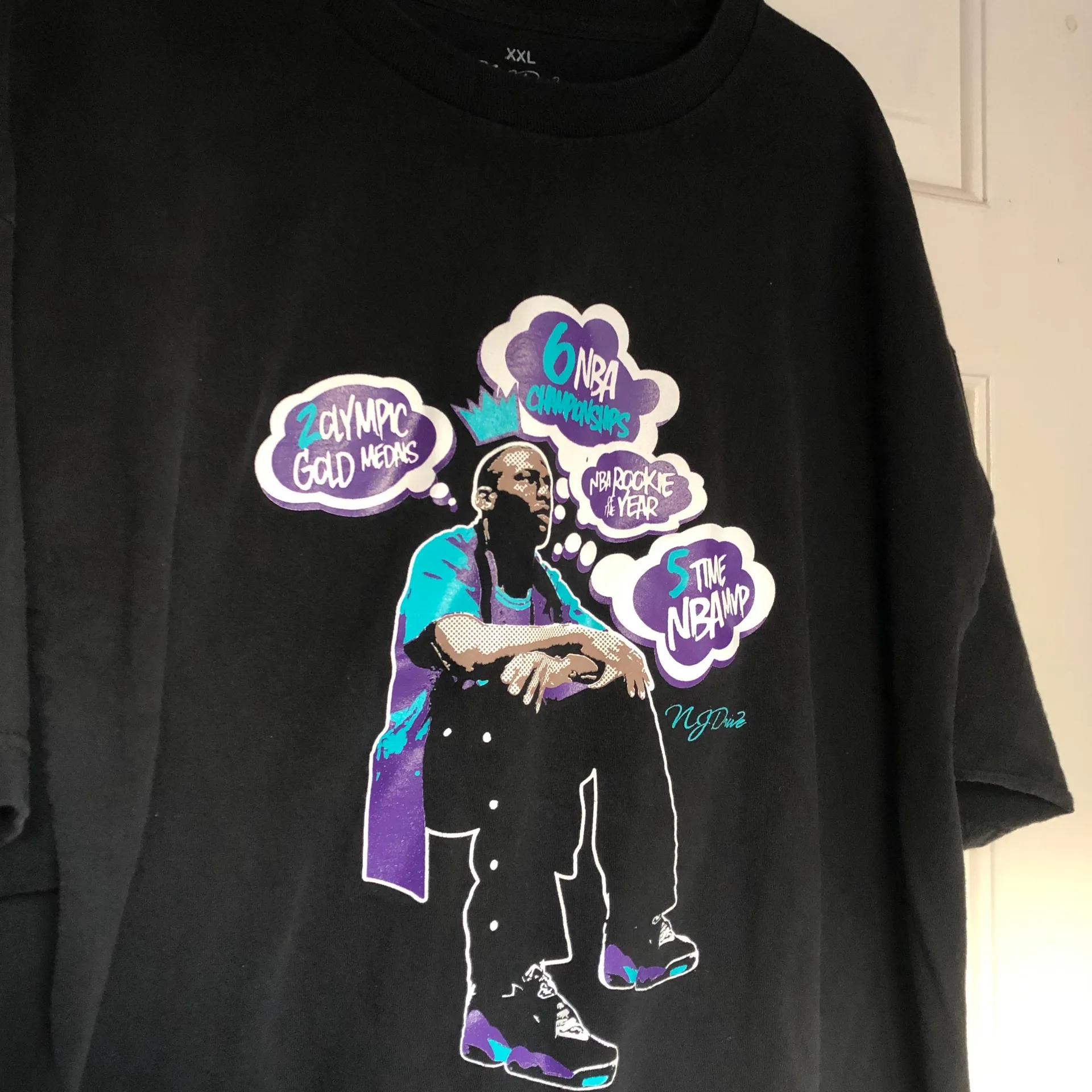 MICHAEL JORDAN GRAPHIC TEE BASKETBALL T SHIRT Black Size XXL - Image 3