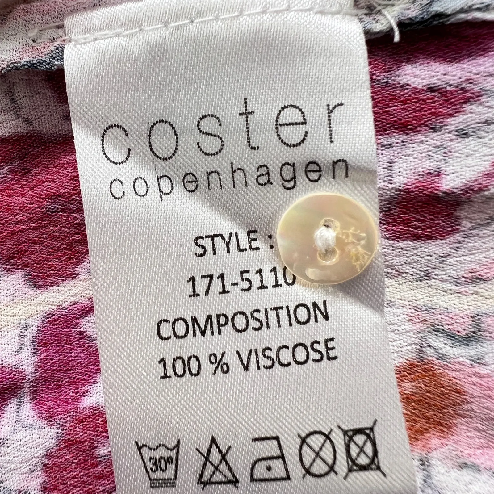 Coster Copenhagen Floral Print Dress‎ Pink Orange Boho Pockets Long Sleeve 38 M Size 8 - Image 5