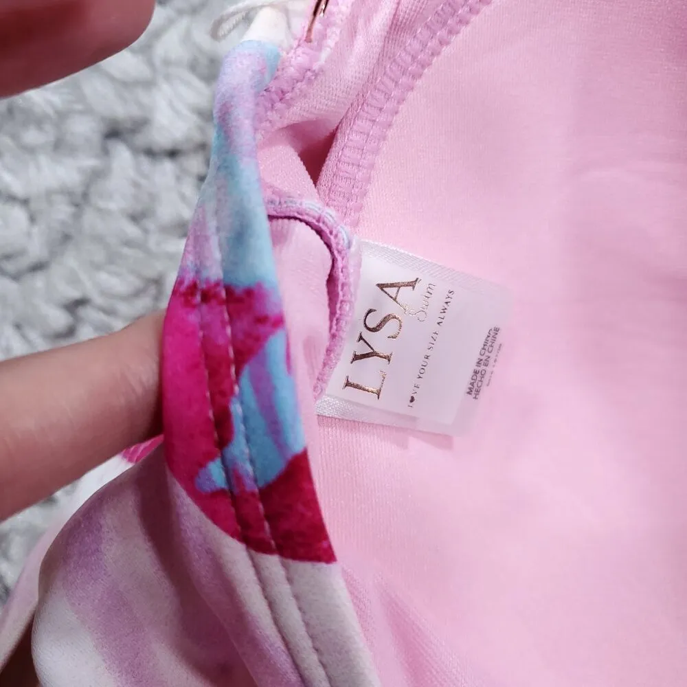 Lysa Charlotte Tankini Swim Top Women's Plus Size 0X 14W 16W Pink Wireless Lined - Image 4