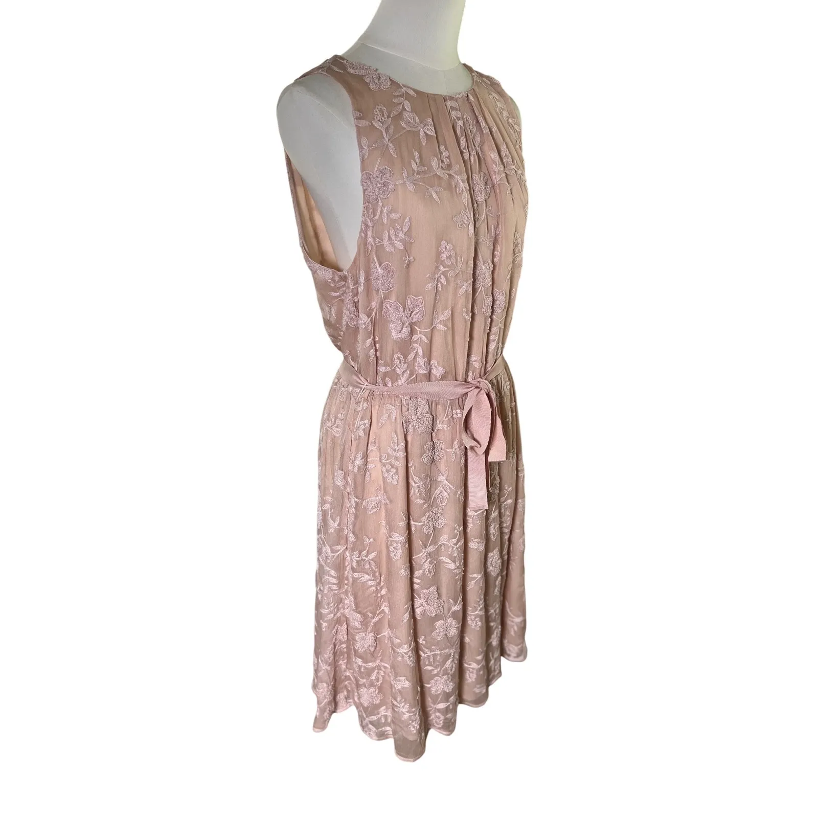 Sunday in Brooklyn Pink Embroidered Dress M Blush Sleeveless Boho Garden Wedding - Image 2