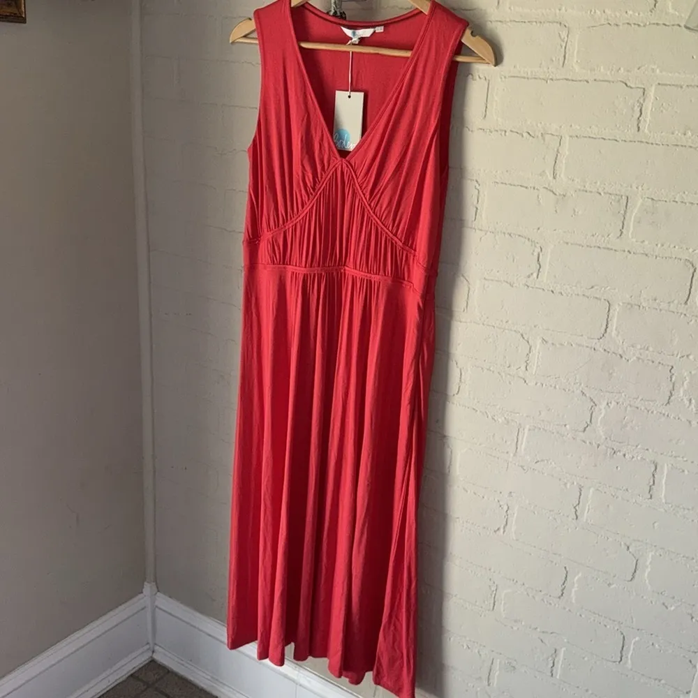 Boden dress coral red Elina jersey 8 regular NEW Sleeveless soft stretch - Image 2