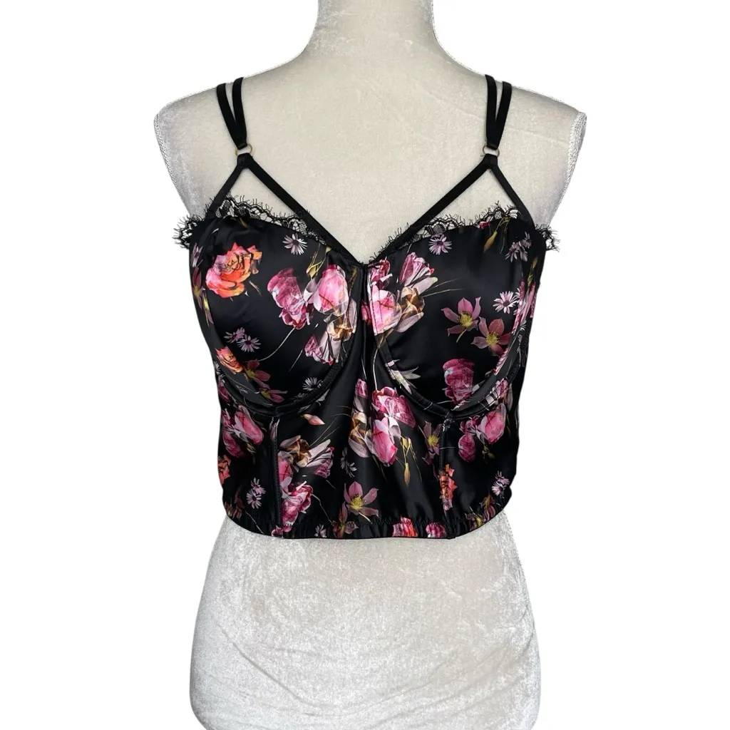 Victoria’s Secret Very Sexy Lightly Lined Bustier Women’s Size 38DD Satin Floral - Image 4