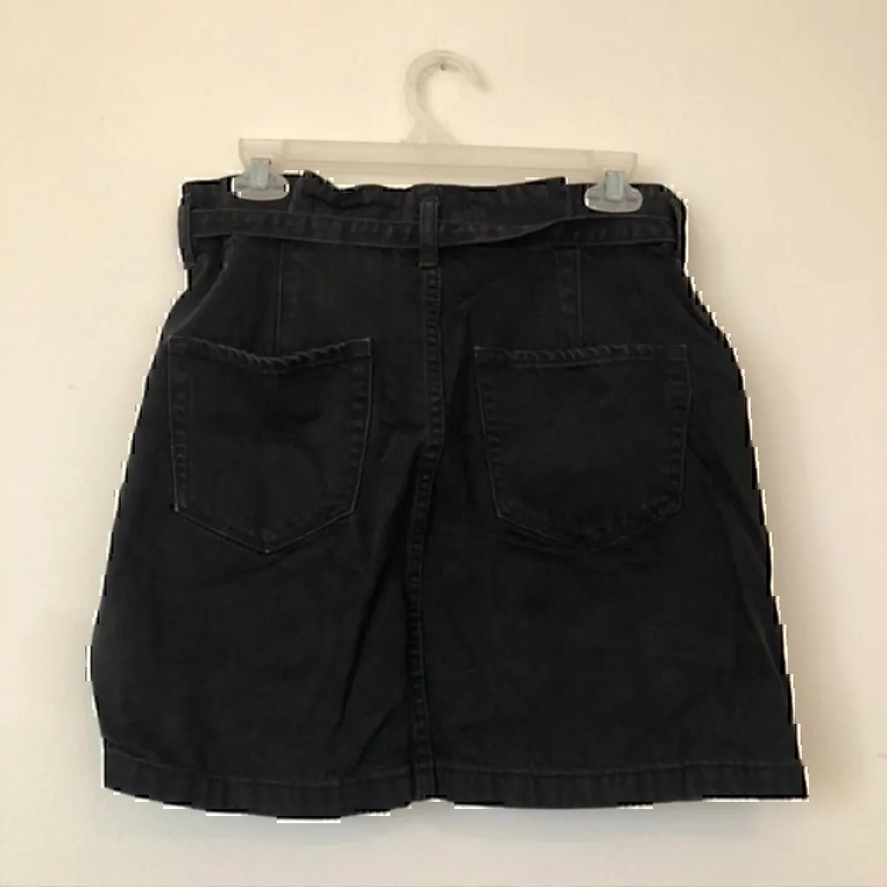 HOLLISTER Ultra High Rise Skirt Black Denim Jean High Waisted Paper Bag Mini 9 - Image 7
