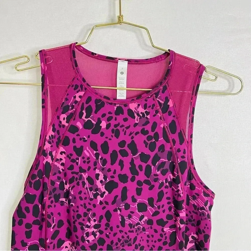 Lululemon Sculpt Tank Top Size 2 Cheetah Camo Magenta Purple Multi/Magenta - Image 3