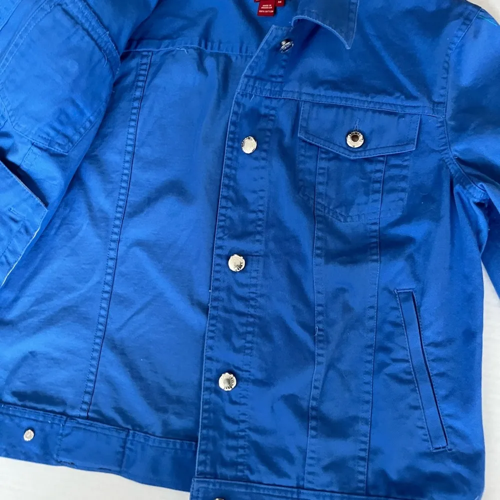 Chaps Jean Jacket Womens, Medium Blue Buttons Flap Pockets Classic Chic Denim - Image 3