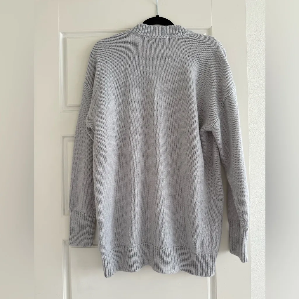 WeWoreWhat Light Heather Gray Varsity Cardigan Size Small - Image 3