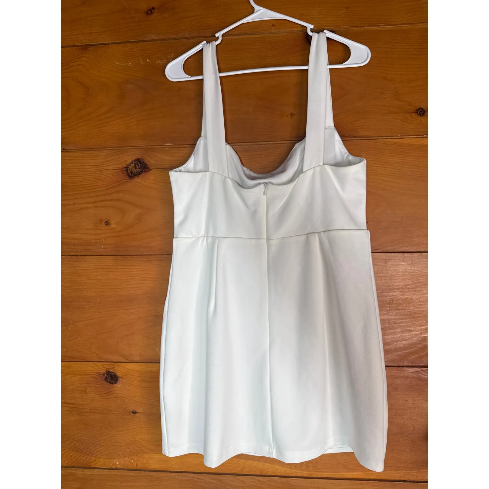 NWT Lulus Social Sensation White Square Neck Mini Bodycon Dress Classic Size L - Image 4
