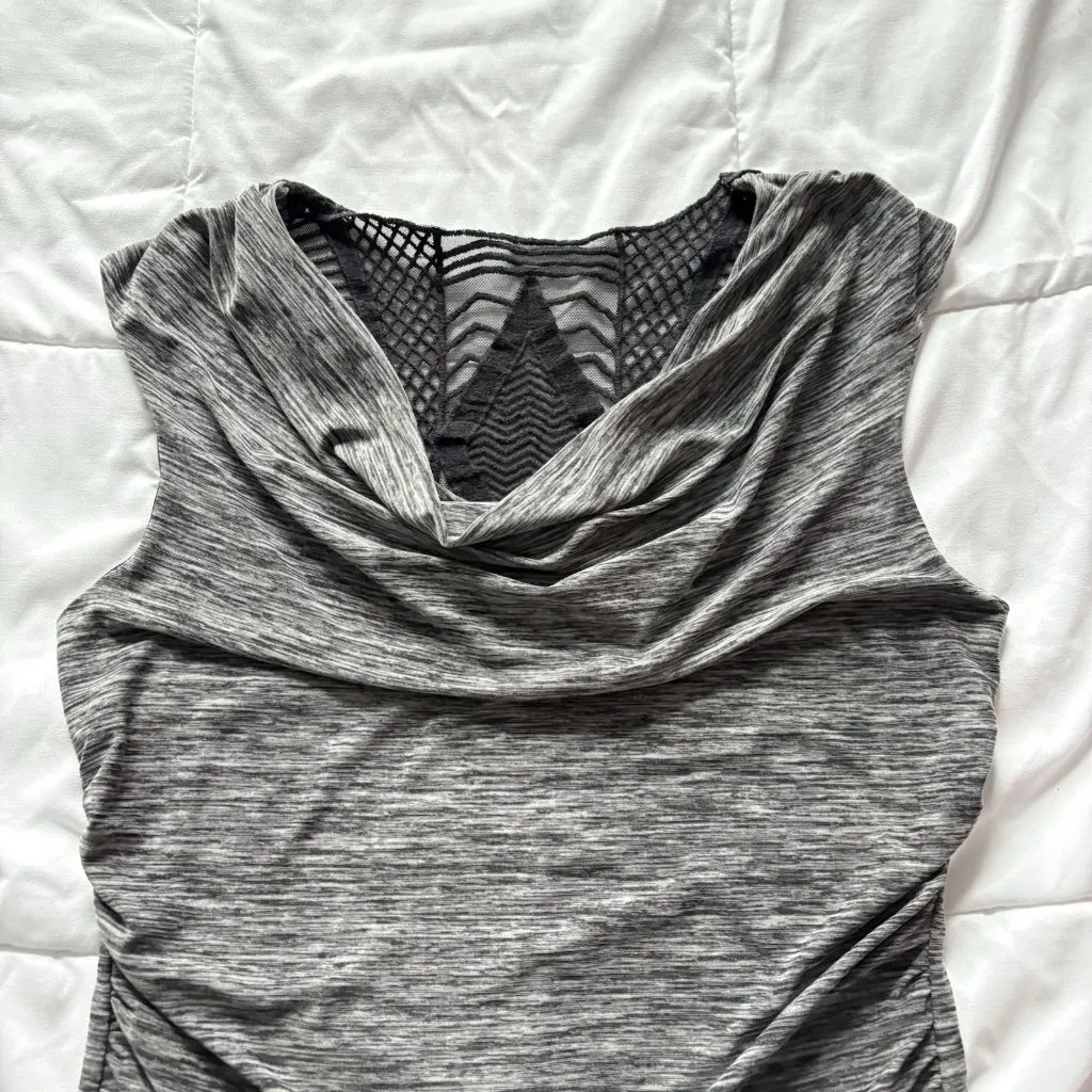 Vintage 90s Y2K Womens Size Large Cowl Neck Sleeveless Gray Blouse Grunge Fairy - Image 2