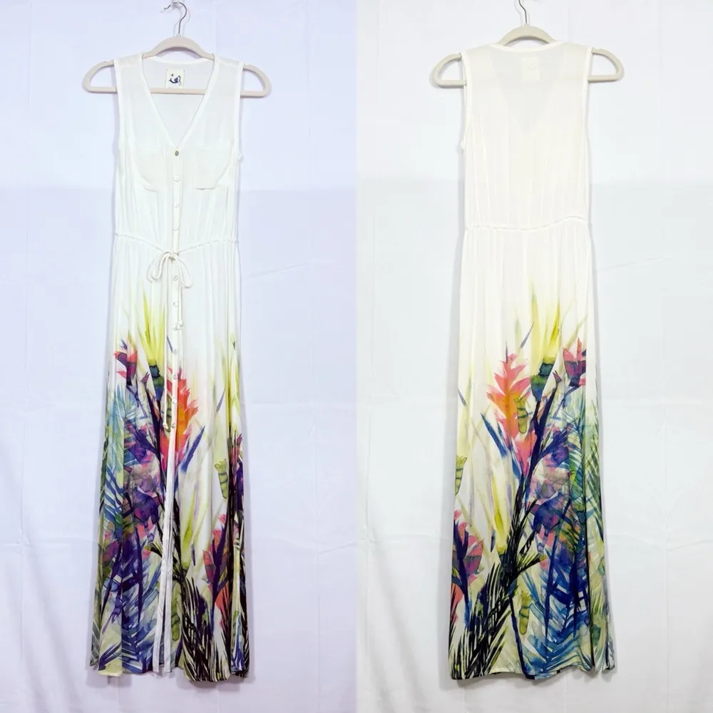 Anthropologie Mermaid Watergarden Water Garden Boho Beach Maxi Dress Resort Pool - Image 2
