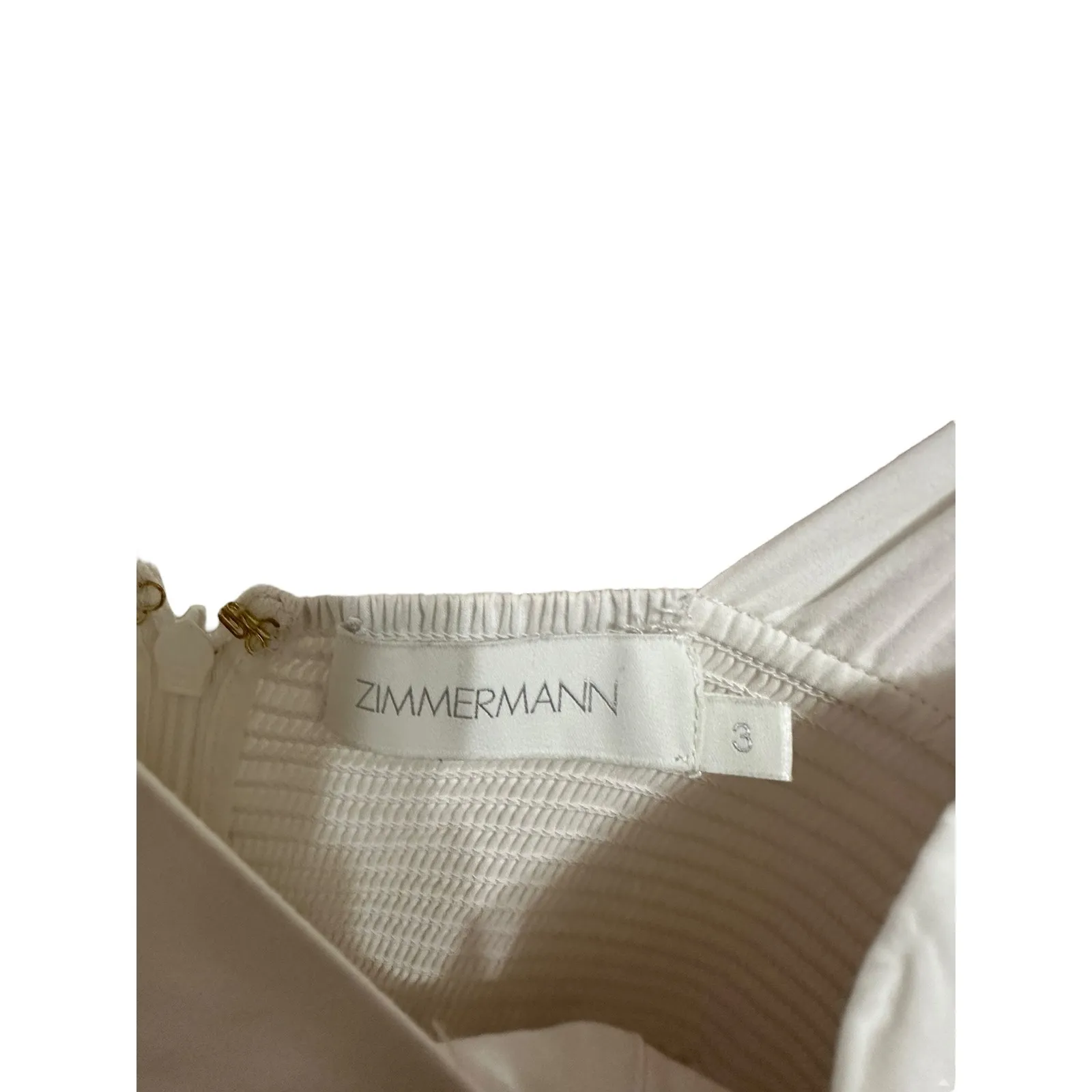 Zimmermann Women's Rosa striped midi Dress‎ size 3 tie shoulder cream cotton - Image 5