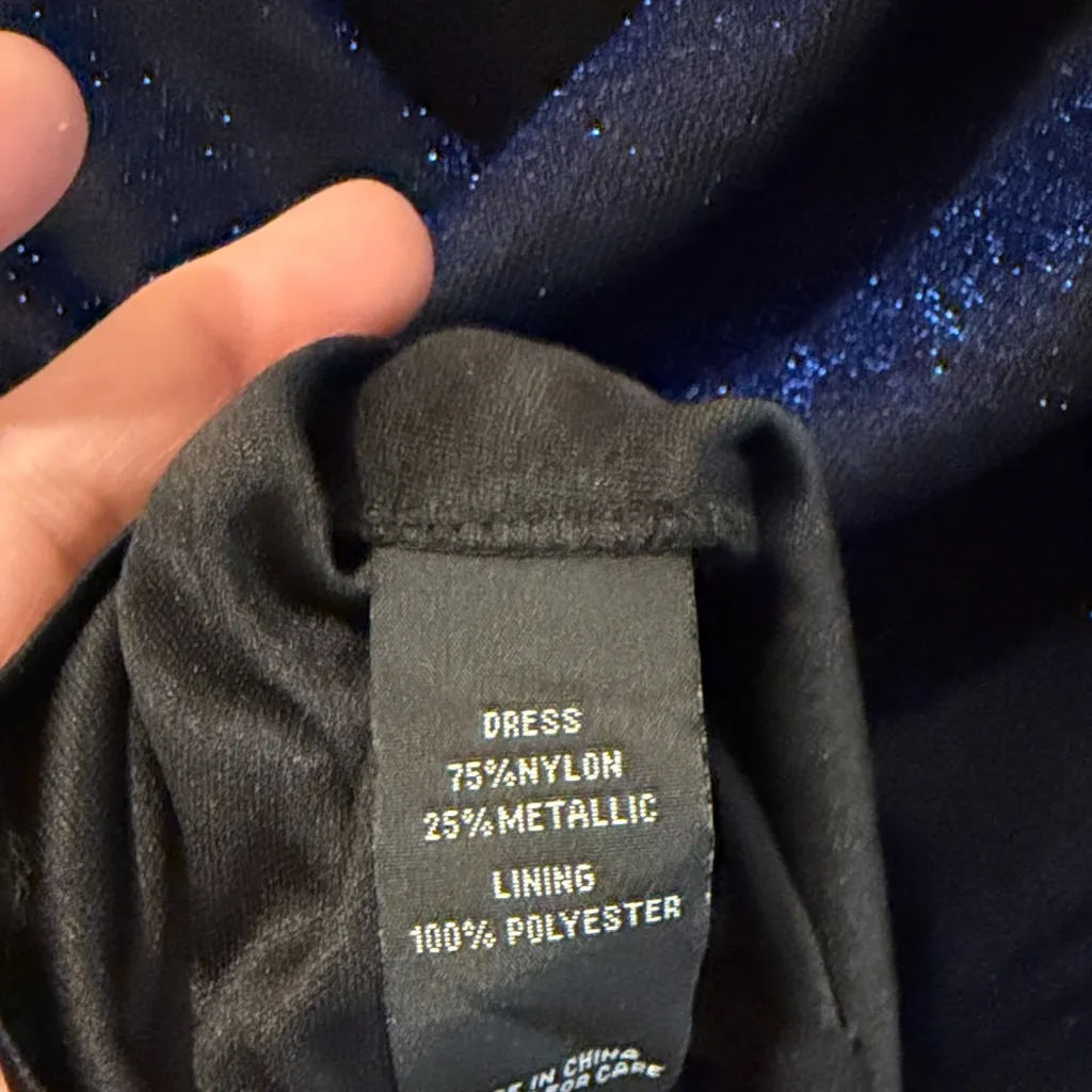 Elegant Navy Blue Shimmery Glittery Velvet Dress Size XL - Image 8