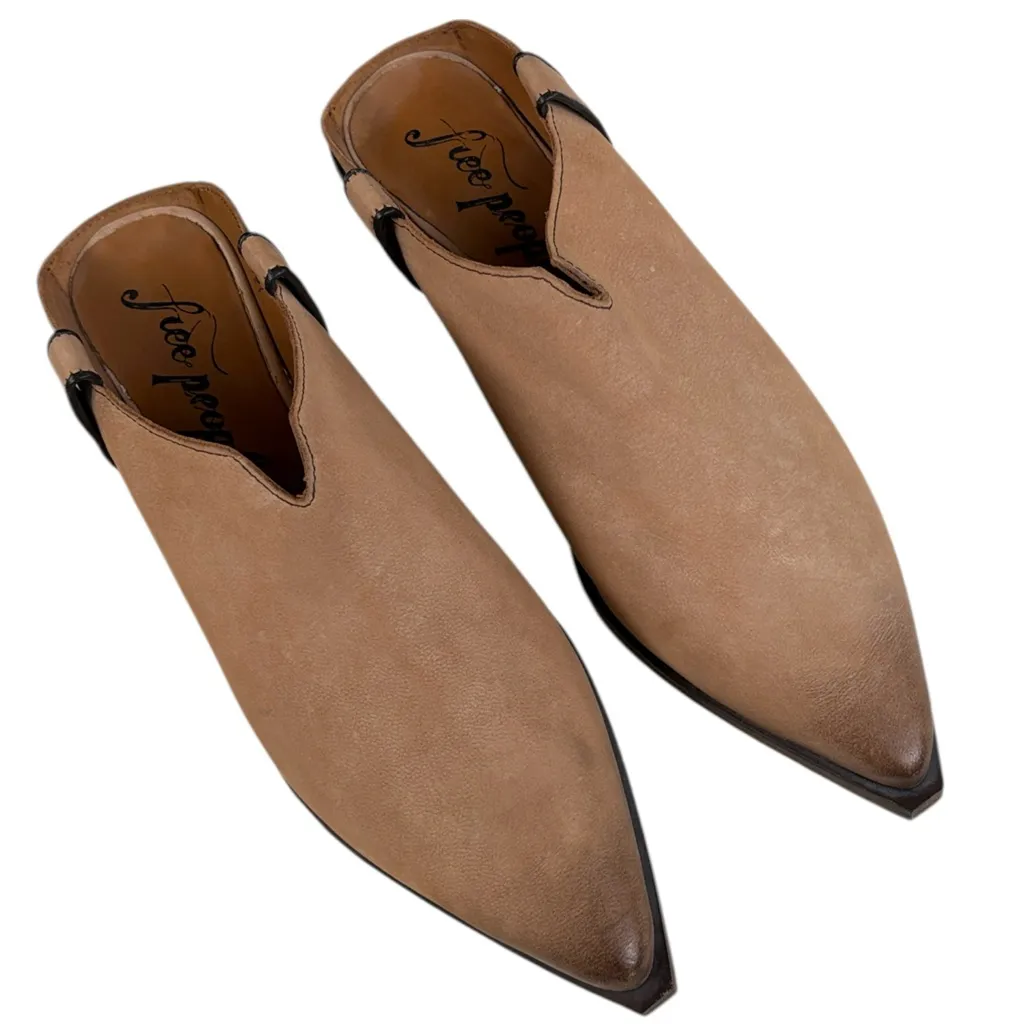 Like New Free People Leather Margarita Heeled Mules Sand Dollar Size 8 - Image 4