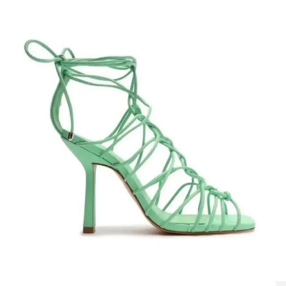 NWT SCHUTZ Heyde Gladiator Ankle Wrap Square Toe Heel Sandals- Size 11 - Image 2