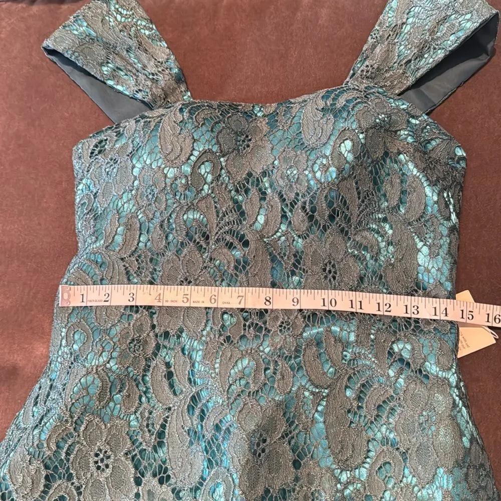 Women’s Tea Length Green Dress Corset Back Matching Chiffon Jacket Size 8 NWOT - Image 10