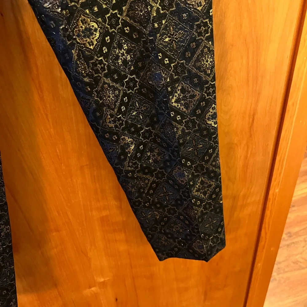 Lafayette 148 New York Metallic Trouser Pants Party Geometric Black Gold Size 4 - Image 11