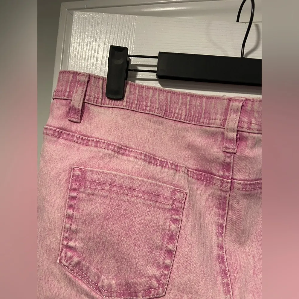 Diane Gilman DG2 Pink Acid Wash Pull On Stretch Denim Skinny Jeans Size L T Size L - Image 6