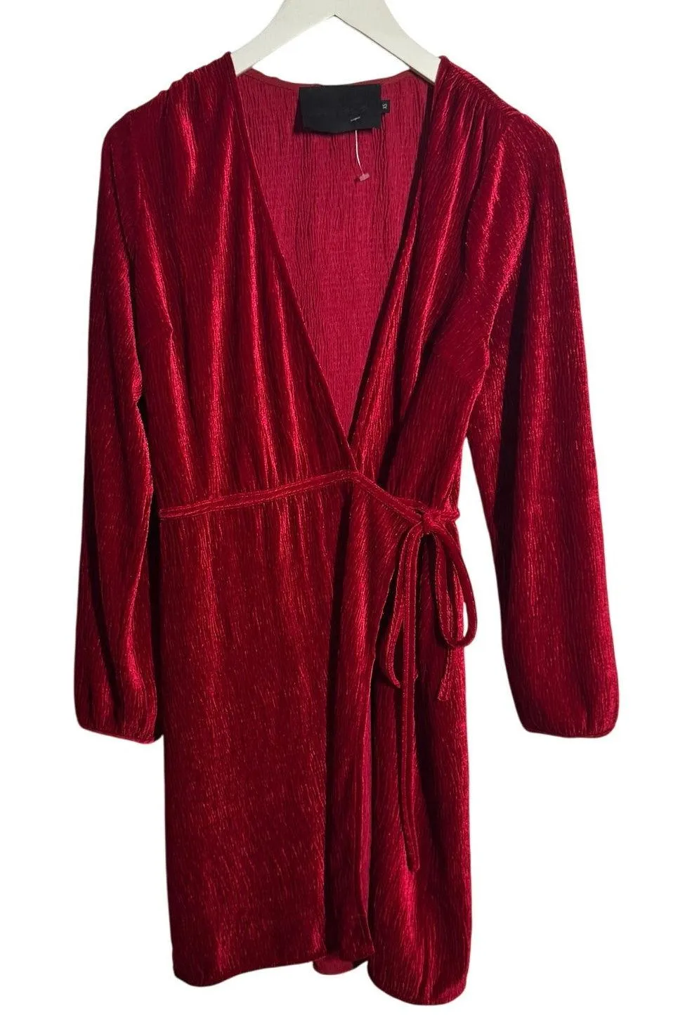 Vacate The Label Dress Women XS Red Velvet Long Sleeve Wrap Dress Holiday Party - Image 1