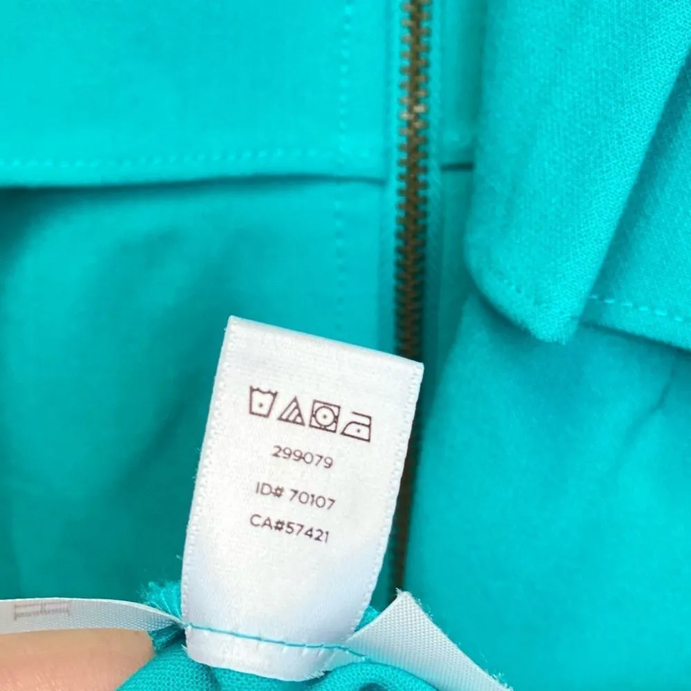 [LOFT] Peplum Scuba Teal Dress Sz 0 Petite - Image 7