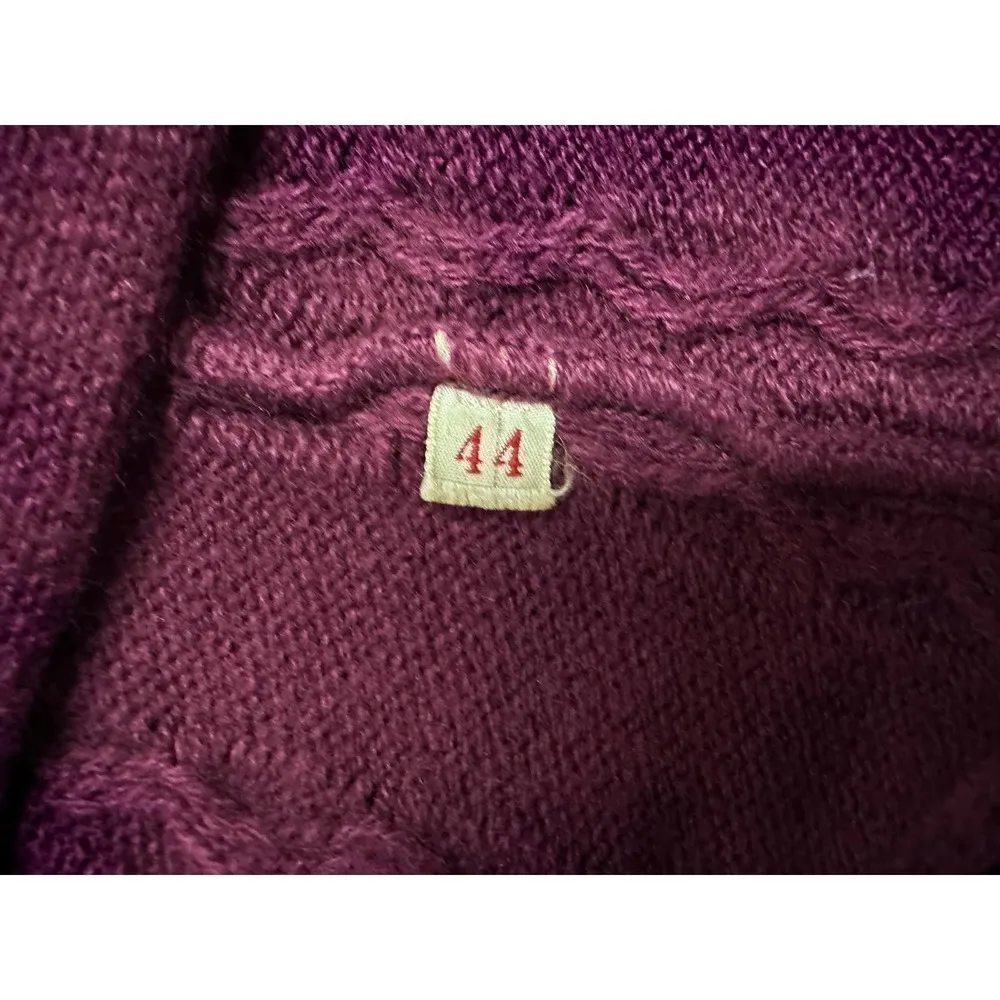 70s VTG Lace Up Front Cable Knit Sweater Skirt Plum Ankle Length Sz S/M Purple Size M - Image 5