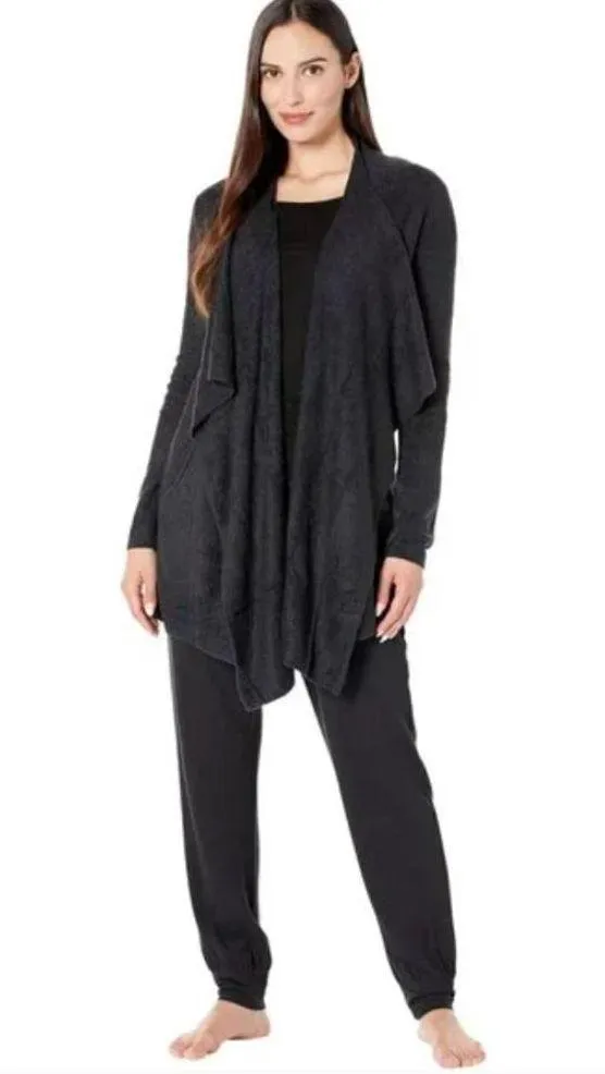 Barefoot Dreams Calypso Cardigan S/M CozyChic Lite Island Wrap Black Open Front - Image 6