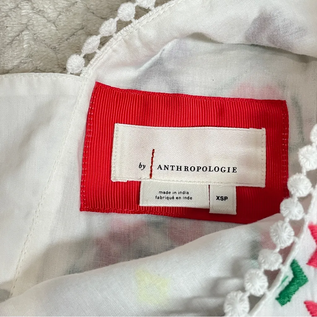 Anthropologie Dolly White Embroidered Bohemian Cotton Dress Petite XS - Image 14