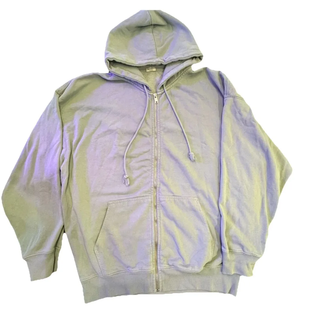 John Galt Brandy Melville Light Gray Christy Full Zip Hoodie one size oversized - Image 3