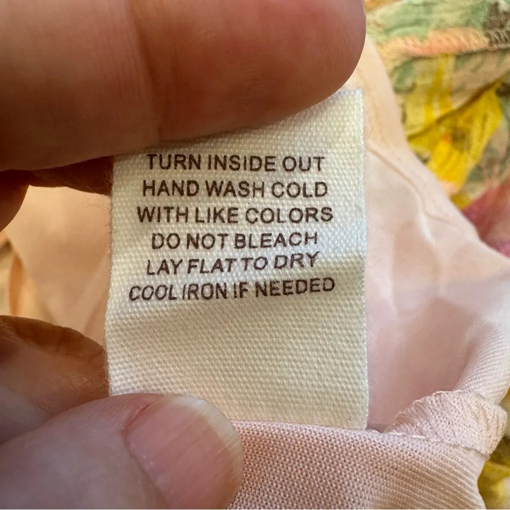 By The River Womens Floral Print Tiered Ruffle Maxi Dress Size L Yellow Pink GRE Size L - Image 7